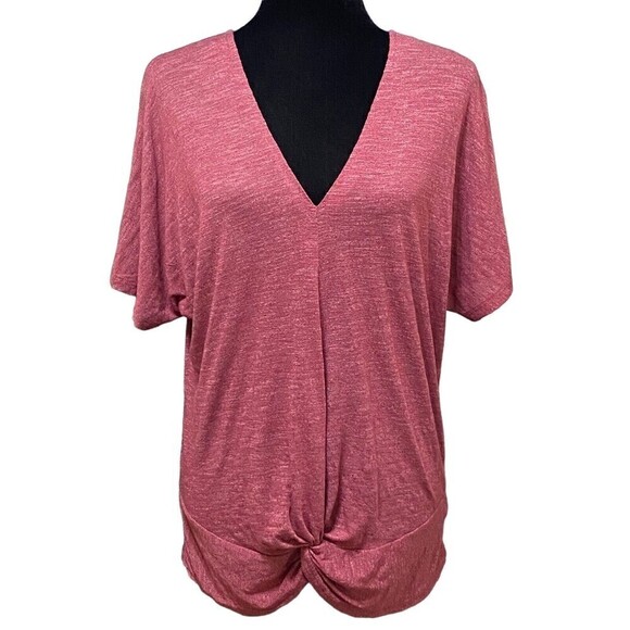 Juicy Couture Heathered Red Twist Front V-Neck Boho Tee Shirt Small Y2K - Picture 1 of 7